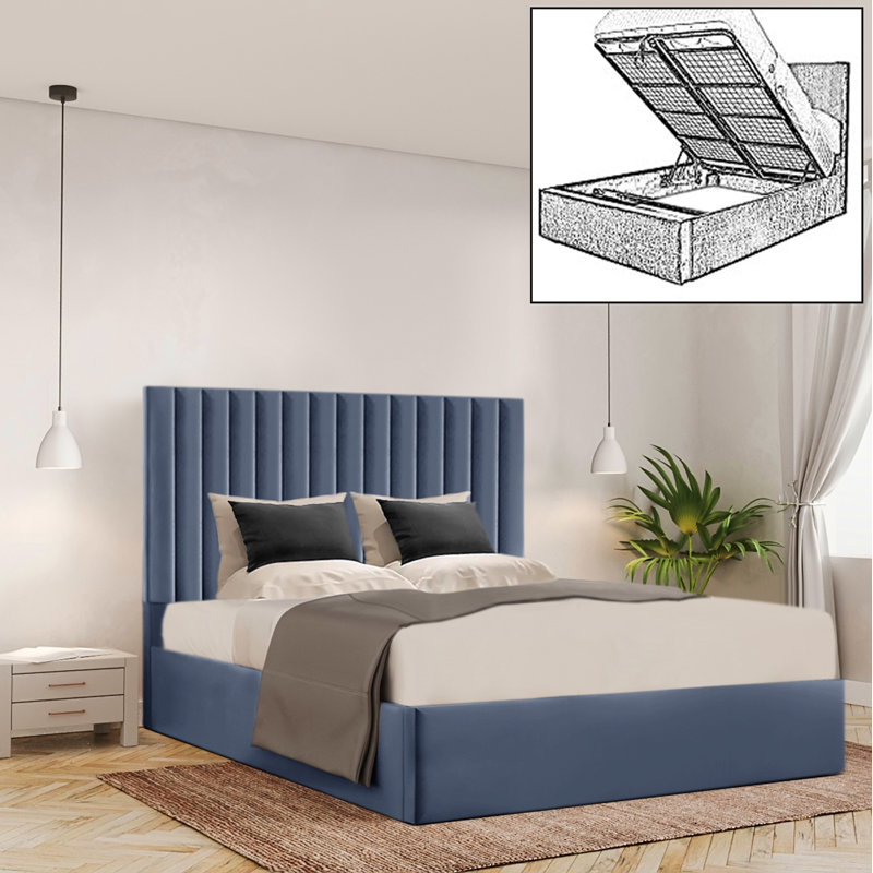 Ayreanna Upholstered Ottoman Storage Bed, Charcoal, Kingsize (5')