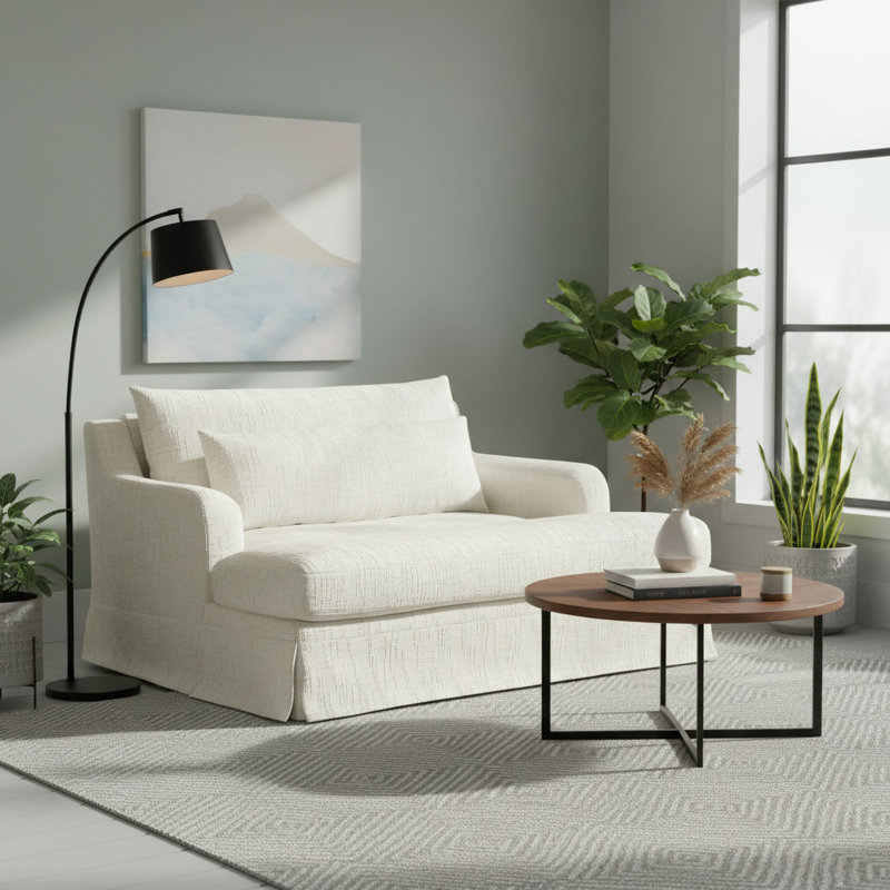 Causeuse en chenille rembourrée, canapé-lit, design américain, Beige