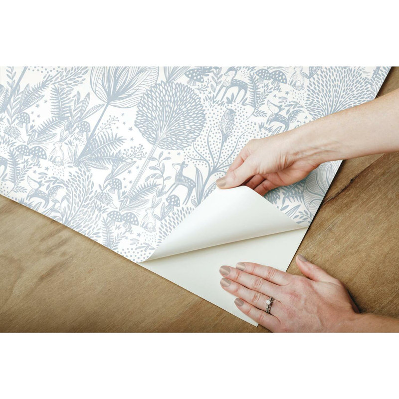 Papier peint autocollant FOREST FRIENDS FRIENDS, Bleu / blanc
