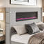 Lit moderne H 60,4 po avec tête de lit et foyer en velours côtelé-782228951-793853046