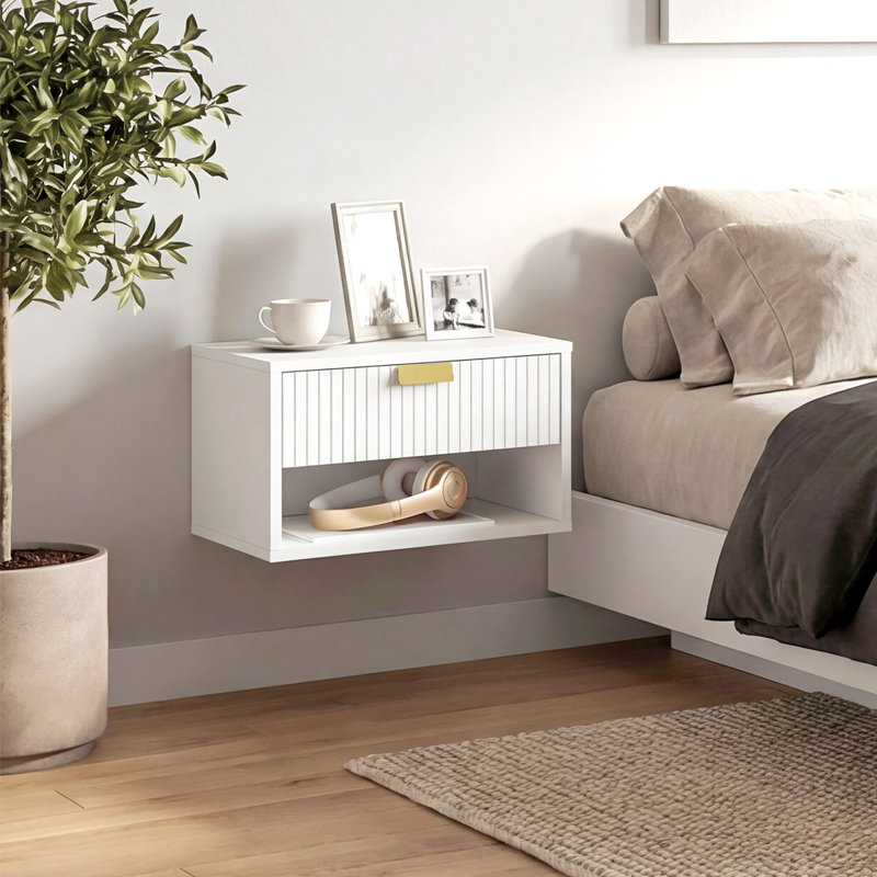 40cm W Particle Board Bedside Table, White