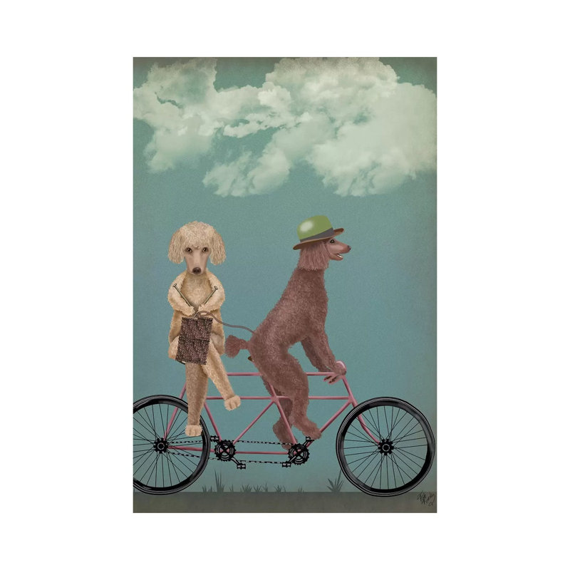 Poodle Tandem by Fab Funky - Wrapped Canvas Gallery-Wrapped Canvas Giclée, 101.6 cm H x 66.04 cm W x 3.175 cm D