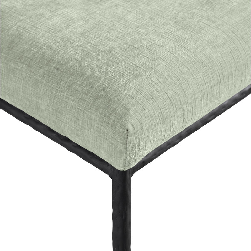 Chaise d'appoint en chenille Reeves, Tissu chenille menthe, Noir mat