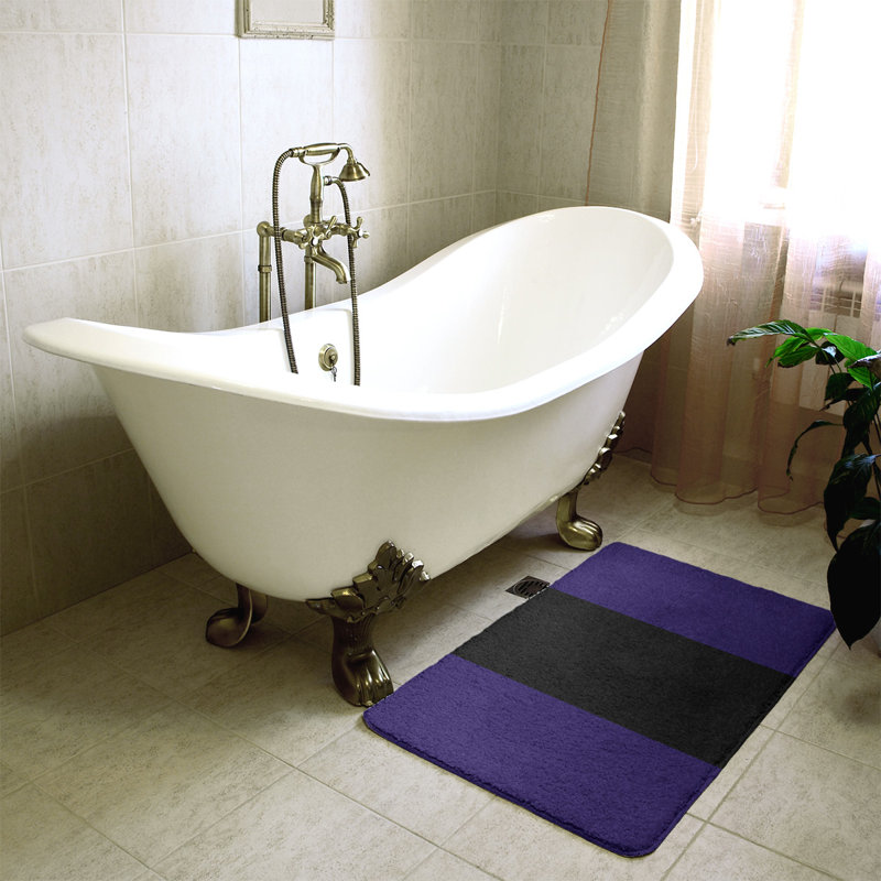 Tapis pour salle de bain Tennessee, l 21 po x L 34 po, Indigo / noir