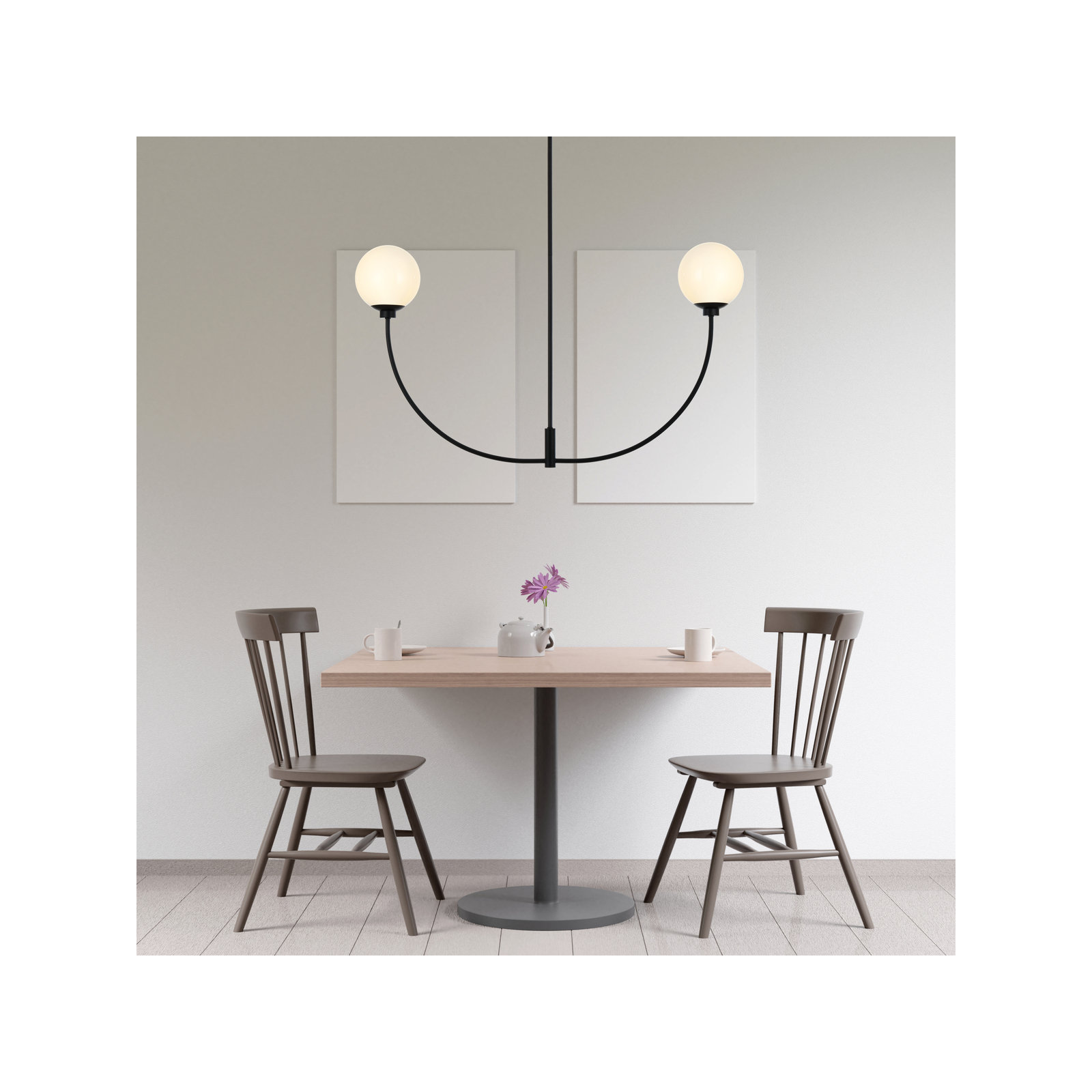 Kyle 2 - Light Metal Chandelier, 24" H x 42" W x 7" D, Black