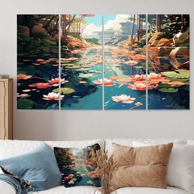 Monets Garden Revisité Landscape II - Classics, art mural 4 pièces pour le salon