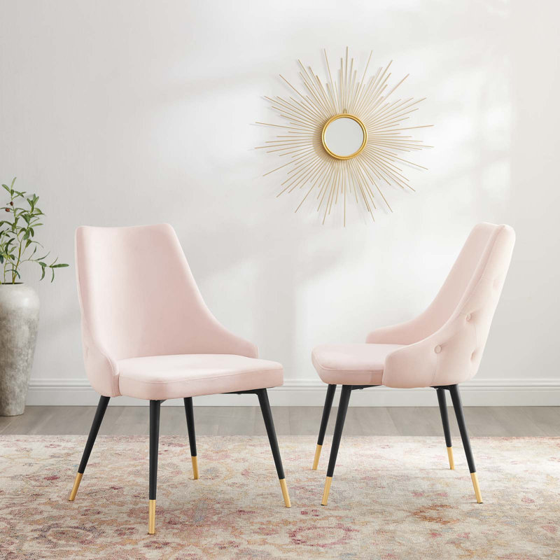 Adorn Button-Tufted Velvet Dining Chair, Pink