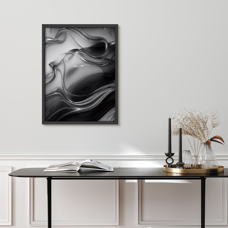 Reproduction d'art encadrée abstraite pour décoration intérieure moderne, H 14 po x l 11 po, Naturel