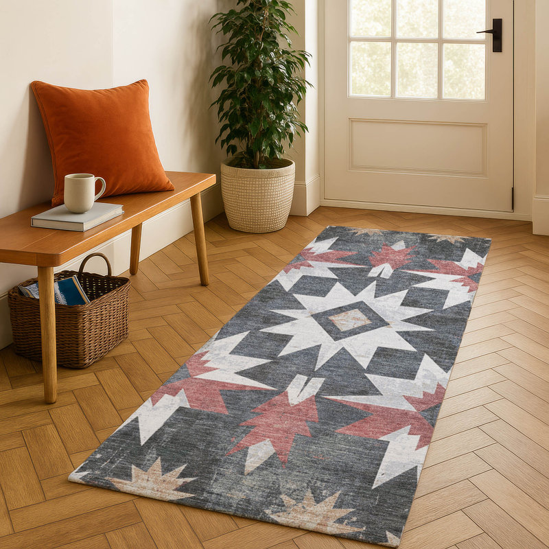 Premium Machine Washable Farolt AMF1893 Aztec Rug, Runner 2'3" x 7'6"