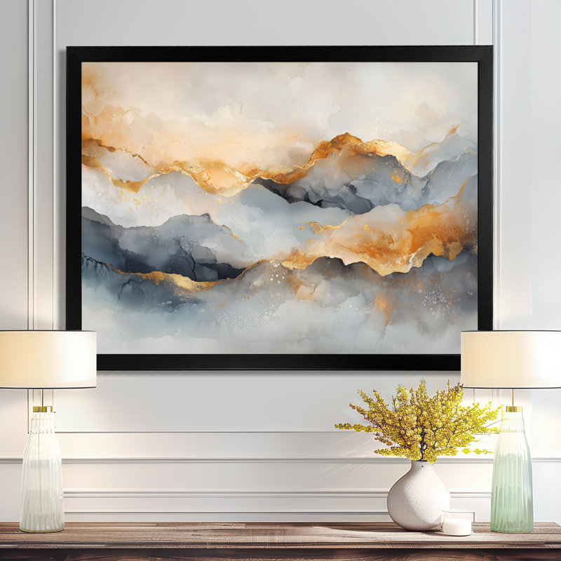 Alpert - Abstract Wall Art, H 30 po x l 40 po, Picture Framed, Noir, noir, noir, noir