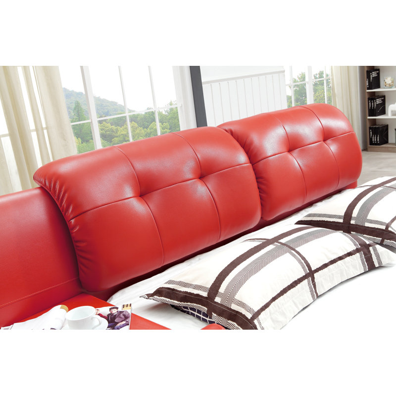 Muski Upholstered Sleigh Bed, Red, Eastern King