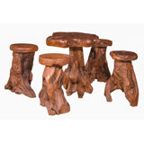 Outdoor 5 - Piece Teak Bar Height Dining Set