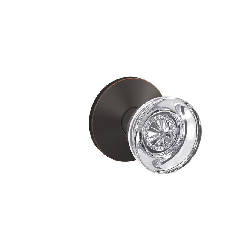 Hobson Non-Turning Glass Knob with Kinsler Trim, Aged Bronze