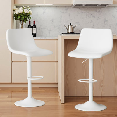 Tabourets de bar réglables avec sièges en cuir PU Esmay, chaises pivotantes à hauteur de comptoir avec base et vérin à gaz