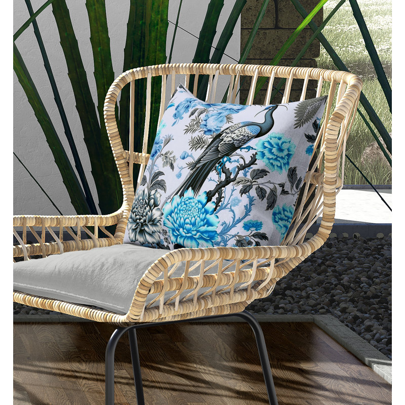 Coussin Peacock Panache Broadcloth, H 26 po x l 26 po, Bleu / gris