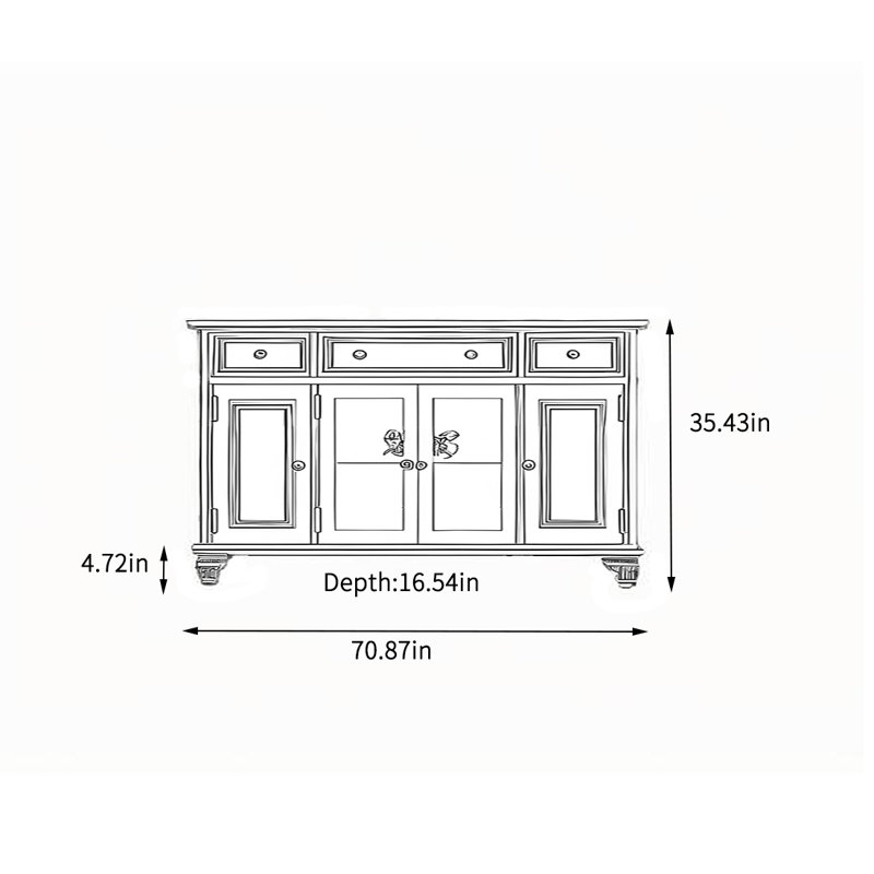 Armoire de rangement pour le salon, H 35,43 po x l 70,87 po x P 16,54 po