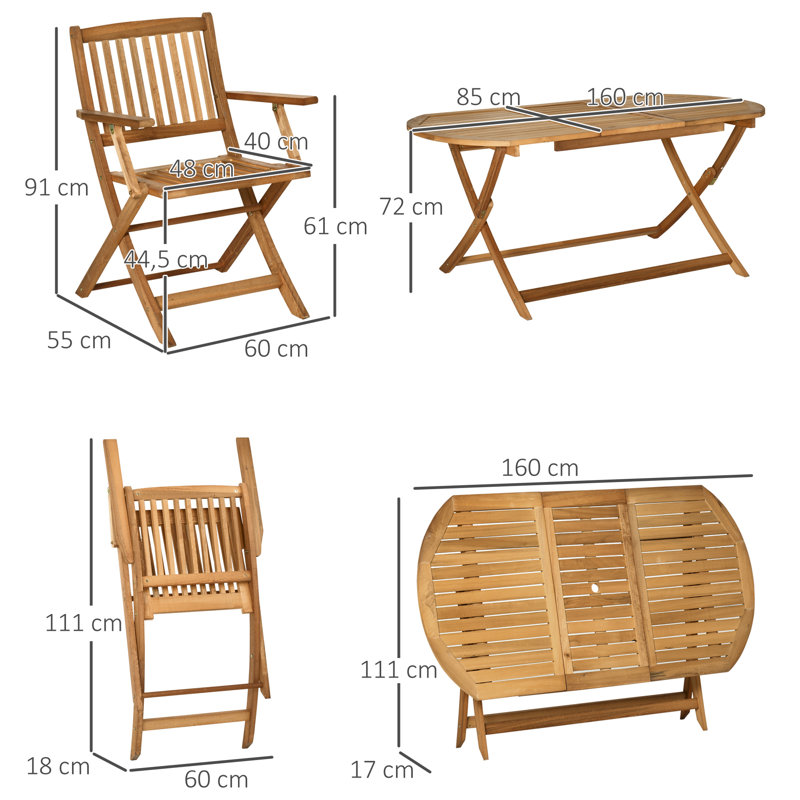 6 - Person Wood Patio Dining Set with Oval Table