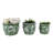 Ceramic Planters Floral Pattern Indoor Outdoor Decorative Garden Pots For Home And Garden Display Use Set Of 3 - 9", 8", 7" Green