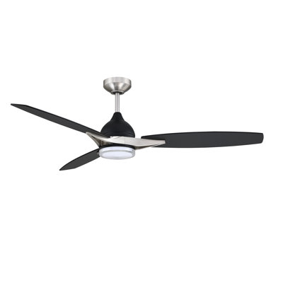 NOVUM 56 Black Ceiling Fan with Remote, LED Light, 6 Speeds & Natural Breeze Feature