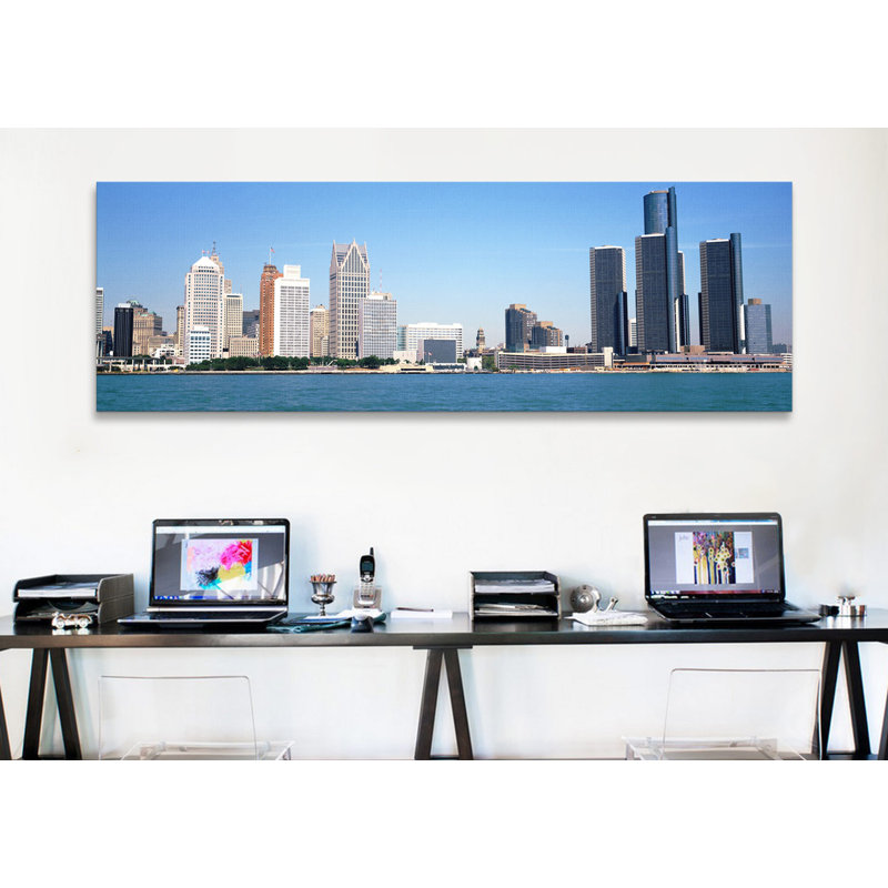 «Skyline Detroit MI USA», reproduction de photo panoramique non encadrée sur toile, H 24 po x l 72 po x P 1,5 po
