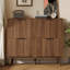 Walnut Flip-Door Shoe Cabinet with Double-Tier Storage