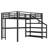 Queen Loft Bed with Desk and Storage Stairs, Metal Loft Beds with LED Lights, USB Ports, Multifunctional Iron Nets, No Spring Box Needed and Noise-free, Black