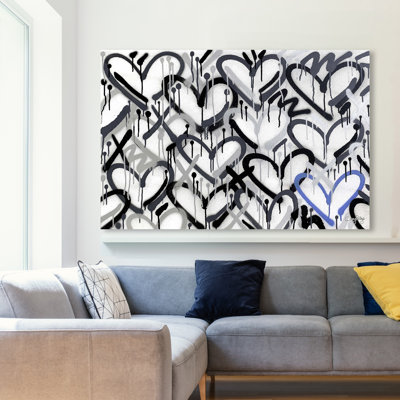 " Corey Paige - Hearts Grays With Blue Accent "
