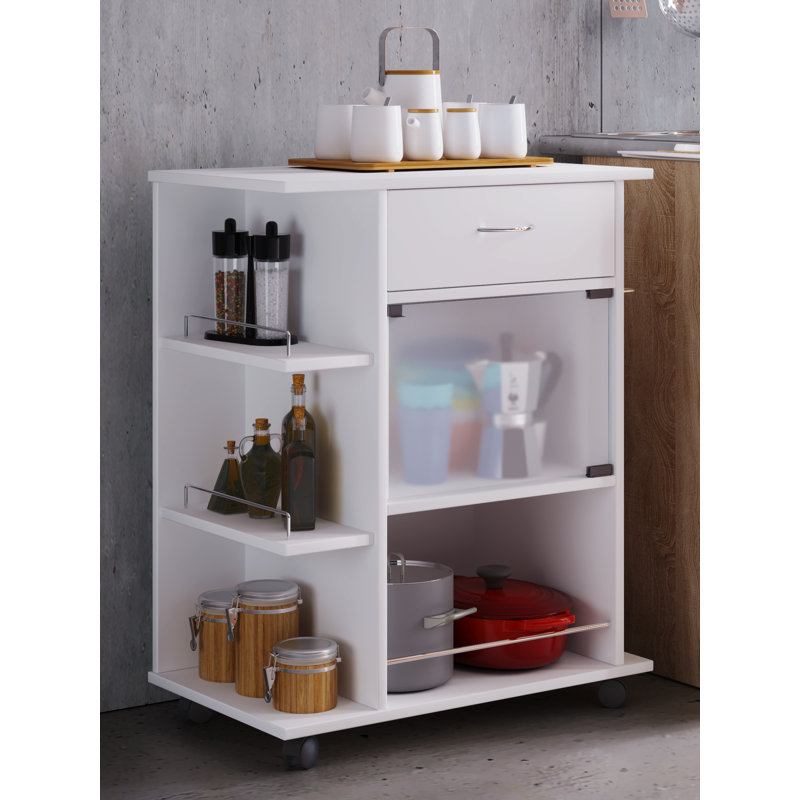 Daviston Wood Kitchen Cart, White