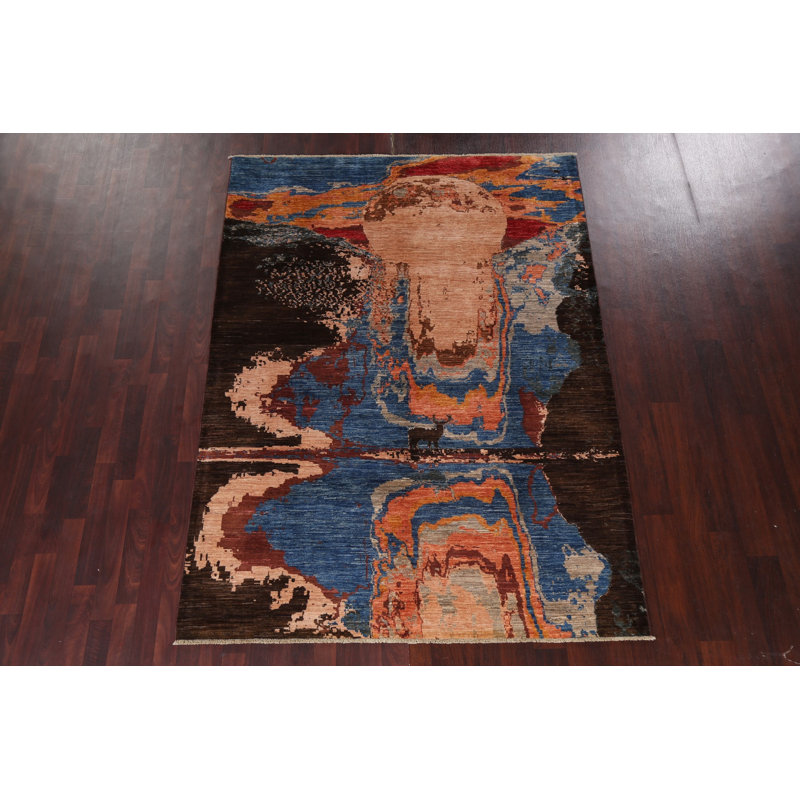 Tapis abstrait fait à la main 6 x 8
