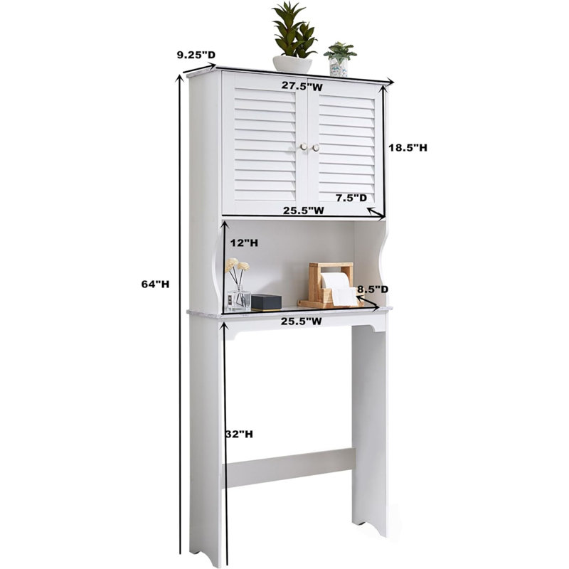 Armoire blanche pour salle de bain avec rangement au-dessus de la toilette