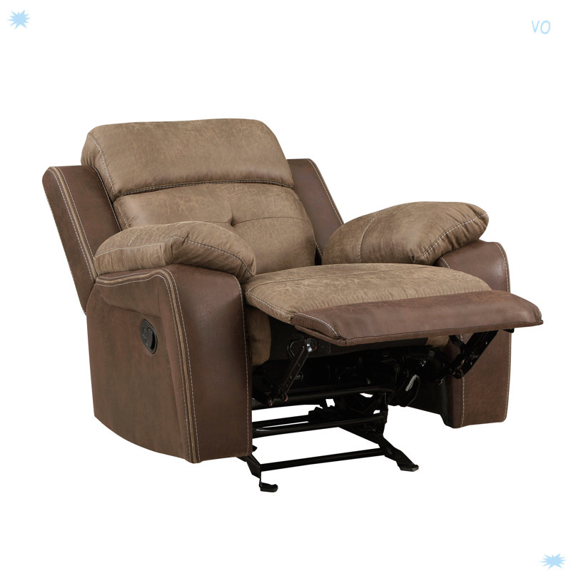 Plush Comfort Chair Microfiber Upholstered Solid Wood Frame Living Room Furniture 1Pc Glider Reclining Chair Plush Arms Tufted Details