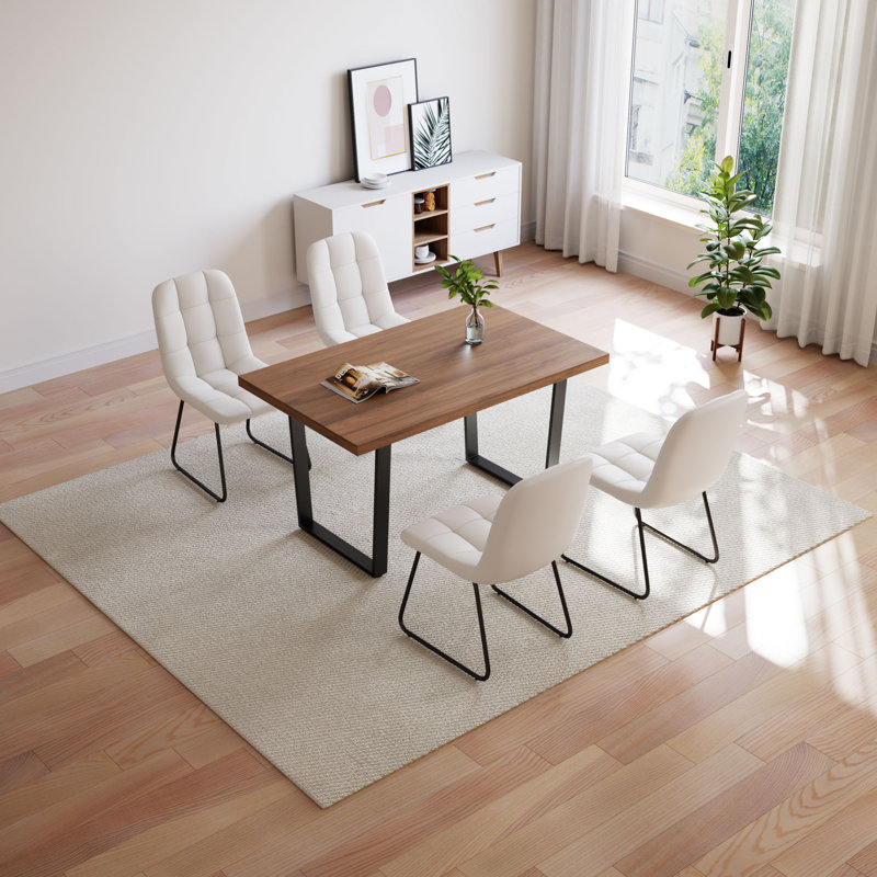 5-Piece Rectangular Dining Table Set With 4 Chairs For Dining Kitchen Room, White
