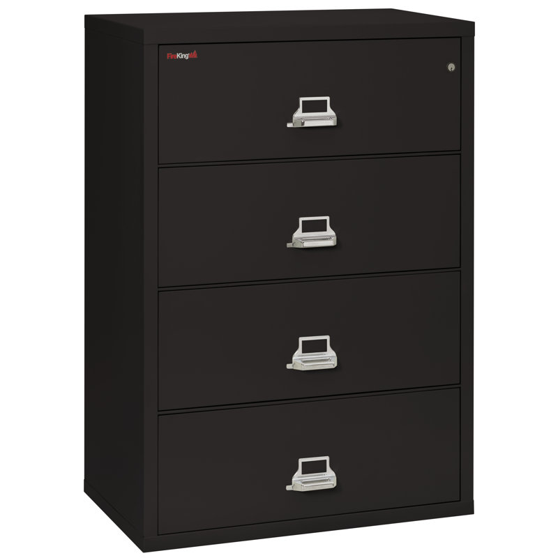 Fireproof 4 - Drawer File Cabinet, Black, Key Lock