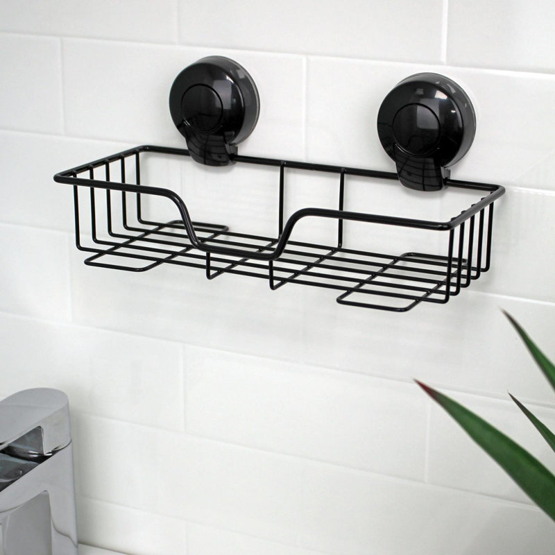 Abhinav Suction Shower Basket, Black