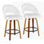 Tabouret de comptoir à hauteur fixe en bois de noyer et similicuir blanc avec repose-pieds rond en métal noir - ensemble de 2-132452735-132452737