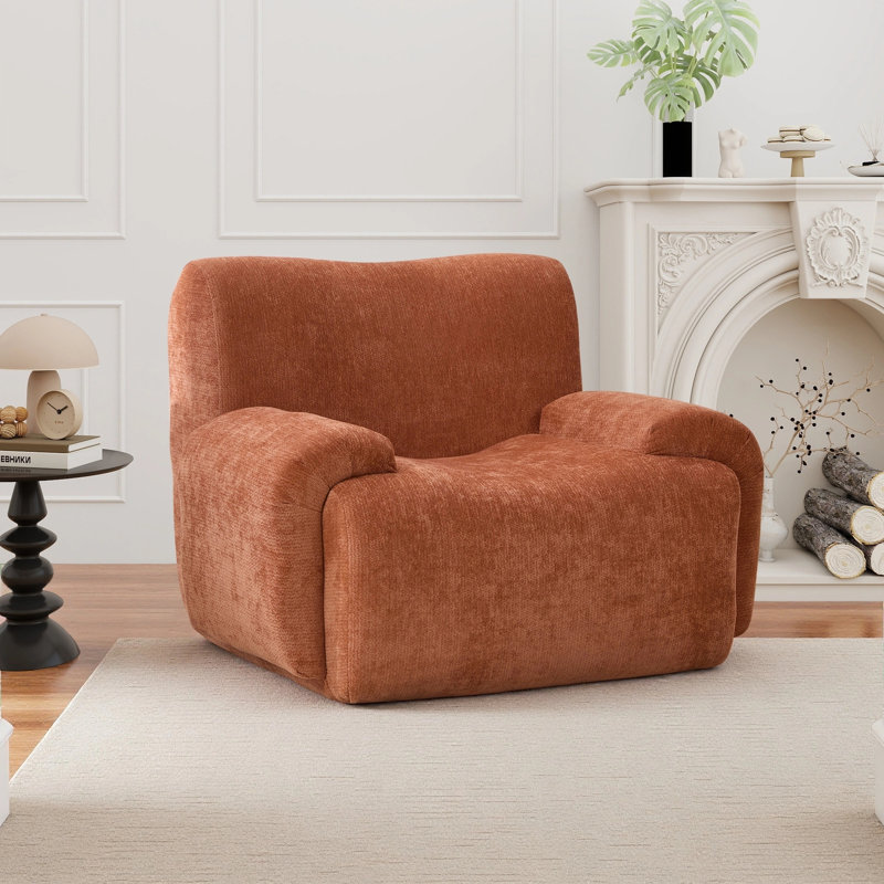 42" Modern Upholstered Oversized Compression Accent Chair, Orange