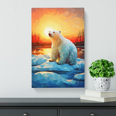 Polar Bear Cubism - Wrapped Canvas Print