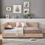 Structure de lit double capitonnée capitonnée, structure de canapé-lit avec dossier et accoudoirs confortables, lit double pour chambre à coucher, salon, velours, rose (80,5 po x 59 po x 30,5 po)-1414888733