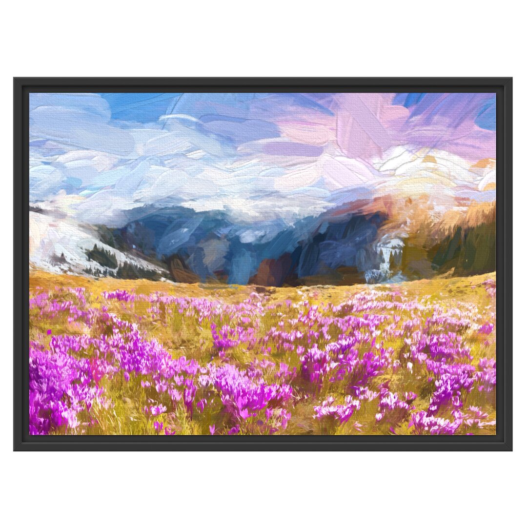 Gerahmtes Wandbild Berglandschaft Regenbogen