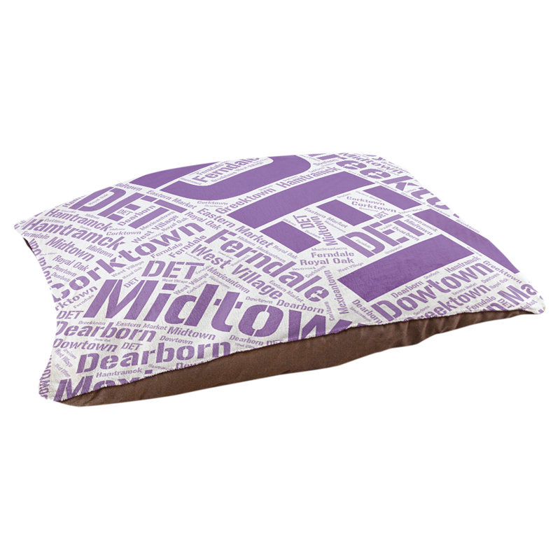 Coussin de chien « districts », Grand (l 40 po x P 30 po x H 14 po), Mauve, Détroit