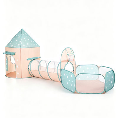 Tente de jeu pour enfants Wilwolfer 3pc pour les garçons avec fosse à balles, tunnel de rampement, tentes de princesse pour tout-petits, jouets Baby Space World Playhouse, maisonnette intérieure et extérieure pour garçons, cadeaux parfaits pour les enfants