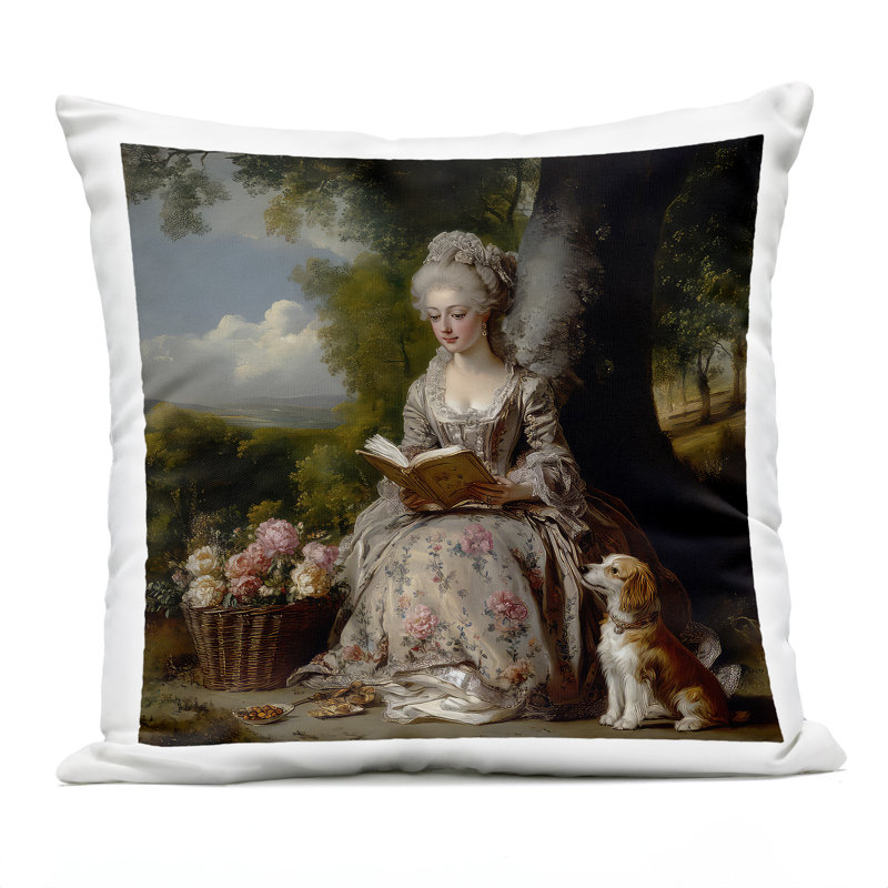 Coussin extérieur Rococo Lady with Dog, par The Wands Want