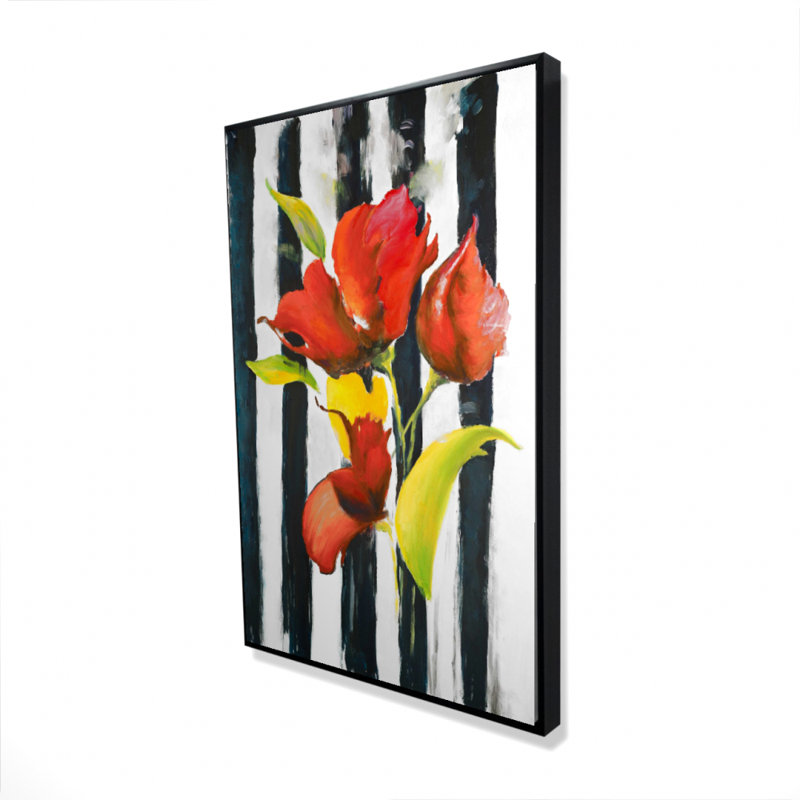 "Fleurs sur rayures noires et blanches"