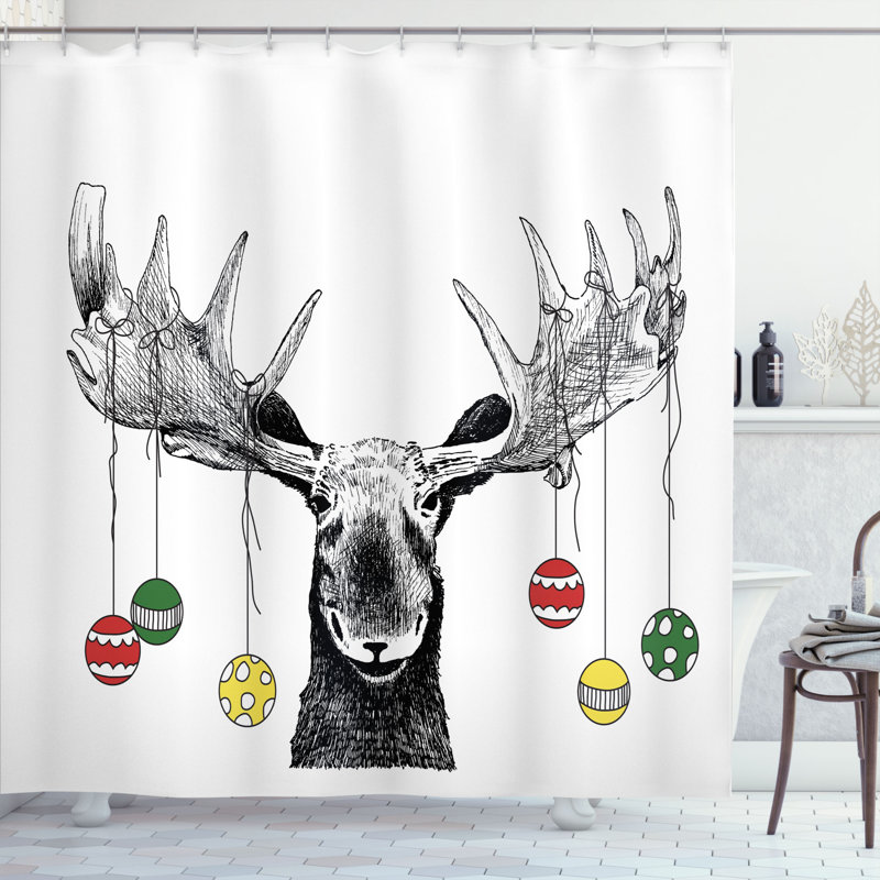 Mixed Shower Curtain with Hooks Included, 70" H x 69" W