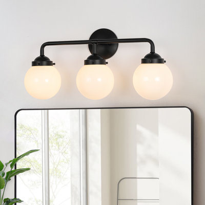 Éclairage pour salle de bain 3 lumières sphériques en verre à intensité variable 