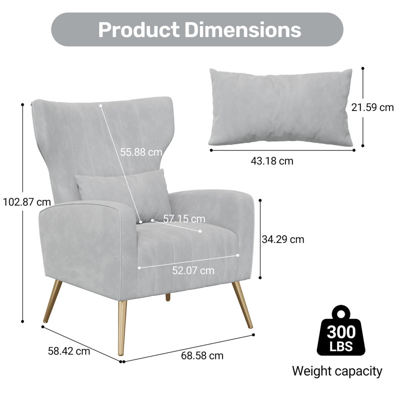 Velvet Accent Chair, Grey