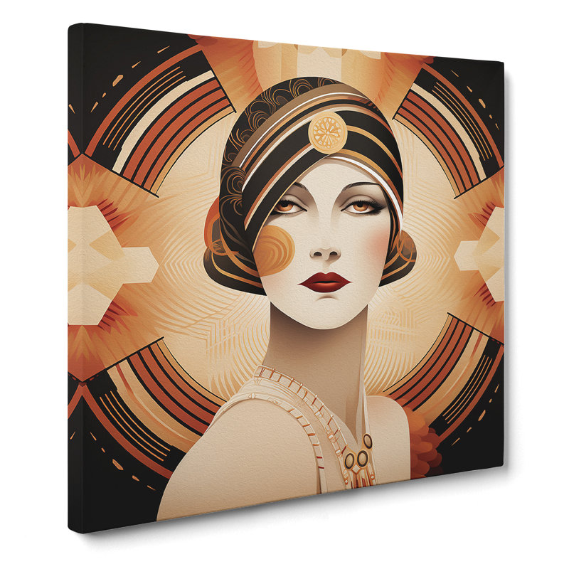 Art Deco Woman Boho - Print, 50cm H x 50cm W x 3cm D