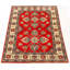Tapis rouge / beige en laine nouée à la main 5 pi x 6 pi 7 po One Age of a Kind Kind Folrich