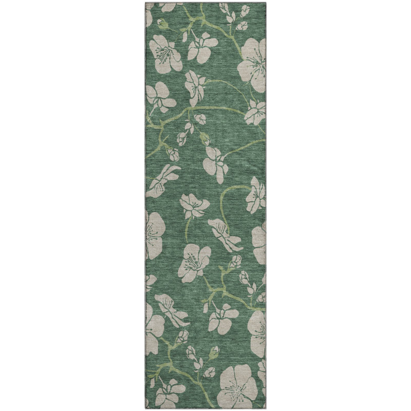 Premium Machine Washable Birchview AMF1034 Floral Rug, Runner 2'3" x 7'6"