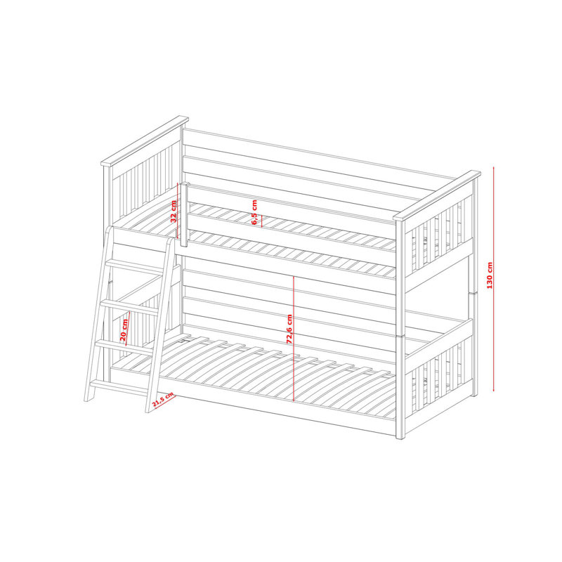 Wooden Bunk Bed Kevin 90x190cm - Compact Elegance for Flexible Living, Olive